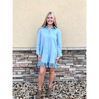 Cotton Shirt Dress in Denim by Blue B