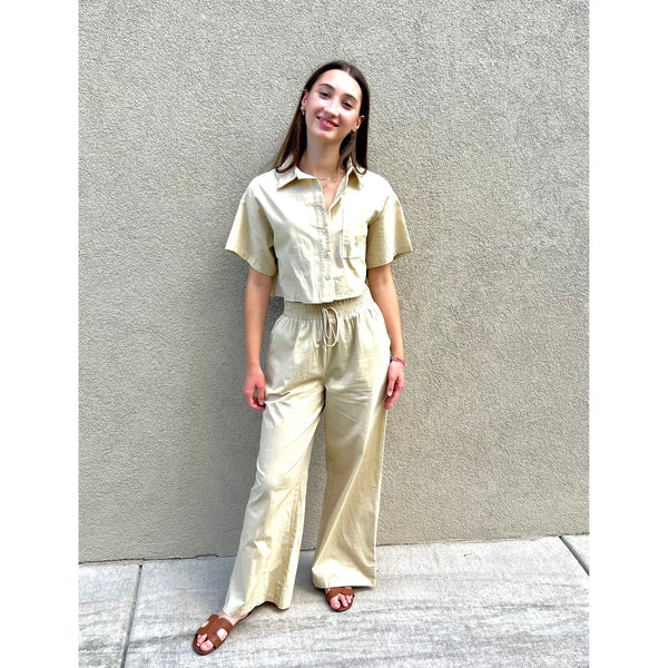 Cropped Wide Leg Linen Set