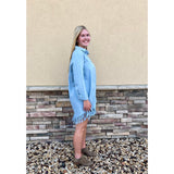 Cotton Shirt Dress in Denim by Blue B