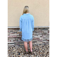 Cotton Shirt Dress in Denim by Blue B