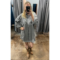 Checker Cotton Tunic Dress Black