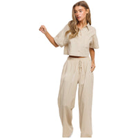 Cropped Wide Leg Linen Set